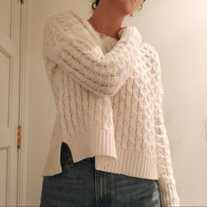 White/Ivory Knitted Pullover Sweater